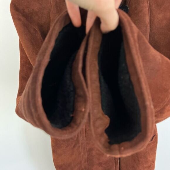 Vintage Holt Renefrew Women’s 8 Brown Genuine Lambskin Shearling Car Coat Jacket - Picture 15 of 16